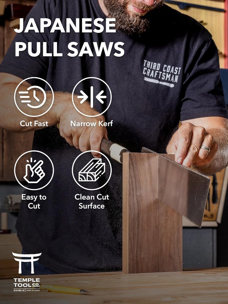 Temple Tool Japanese Pull Saw - 9.5 Ryoba Hand Saw with Rip-cut and Crosscut - Wood Saw for Dovetails, Tenons, Joinery, Cutting Boards to Length & Width- Co. - Image 4